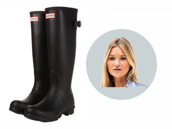 Kate Moss wears Hunter Original boots